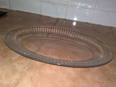 Pinggan vintage Arcoroc clear glass oval plate