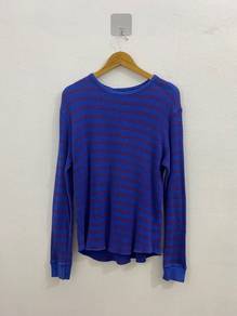 Vintage Gap Y2K Blue Red Striped Waffle Knit
