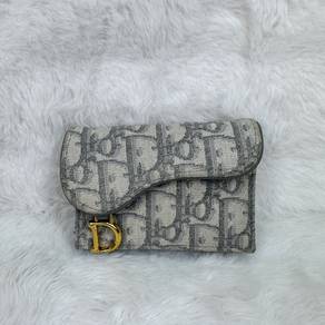 Authentic Dior Grey Saddle Oblique Card Case
