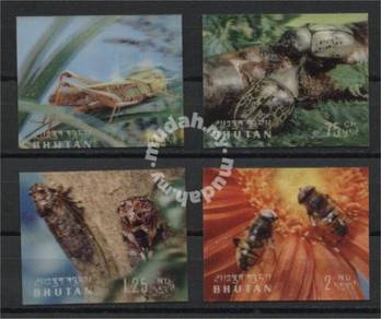 World 3D Hologram stamps Bhutan Inserts 4 pcs mint
