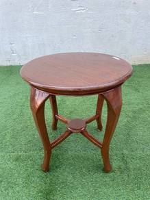 YE81G Meja Teh Tepi Bulat Kayu 54cm Tea Side Table