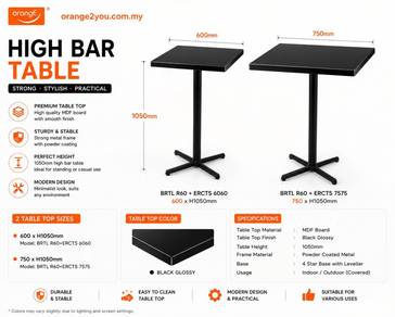 High Square Bar Table with Rocket Leg