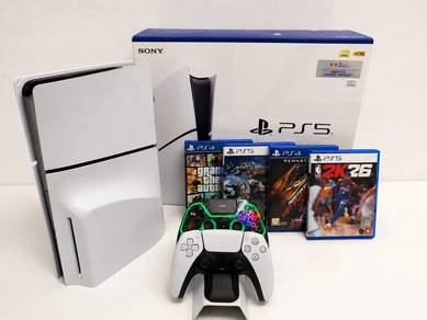 PS5 Slim Disc Edition + 2 Controllers + 4 Games |