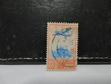 1950 Ceylon Stamp Buddhist Temple Aircraft