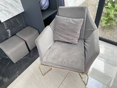 Modern Velvet Accent Lounge Chair + 2 Matching Ott