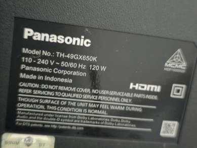 Panasonic Model No TH-49GX650K