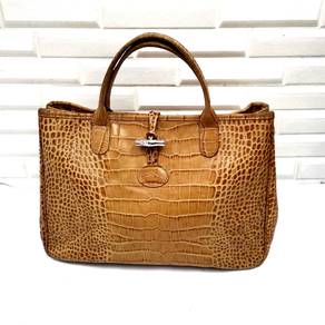 Authentic Longchamp Tan Crocodile Leather Tote