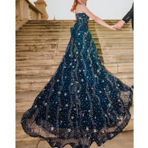 [Wear Once Only] Starry Dark Blue Wedding Gown