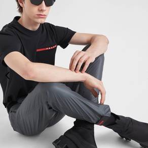 Prada Black T-shirt with Red Logo