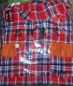 Kemeja 0311 Red Hoodie Stylish Long Sleeved Shirts