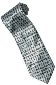 Buddhist Scripture SILVER Cartoon Neck Tie