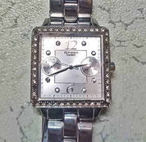 Jam Casio Sheen Original square steel watch