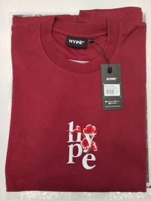 HYPE Floral Embroidery T-Shirt-Burgundy Maroon XL