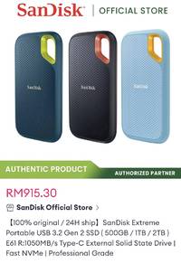 SanDisk® Extreme Portable SSD V2 USB 3.2 Type-C