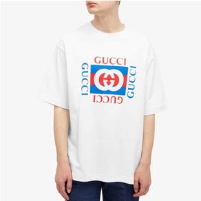 Gucci Men's Interlocking Box Logo T-Shirt in White