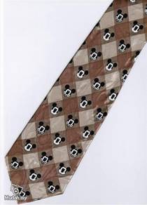 Mickey Mouse Disney Many Face Small BROWN Neck Tie