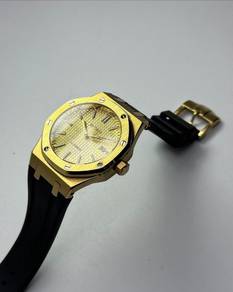 Custom Seiko Mod 41mm Gold AP on black Rubber Stra