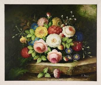 Oil Painting – Floral Still Life, Signed F. Hazel