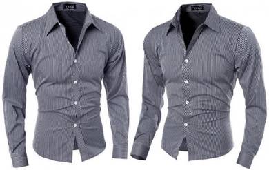 F5298 Black Vertical Stripe Mens Long Sleeve Shirt
