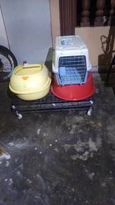 sangkar 2 tgkt, carrier, bekas pasir dan besen 