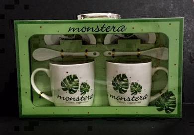 NEW SET - 2 Mugs + 2 Saucers + Teaspoons