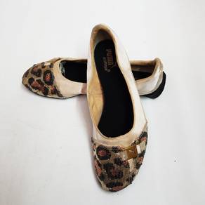 Puma Sabadella Flat Sequin and Leather Biege Slip