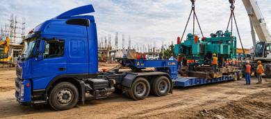 Lori low bed loader trailer 40 ft kaki sewa rental