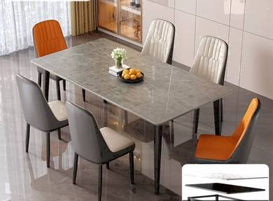 Meja makan set design marble 6 kerusi