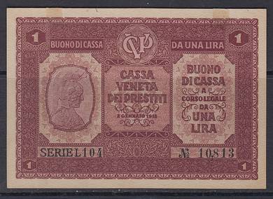 Italy 1 Lira banknote WWI, 1918 P - M4