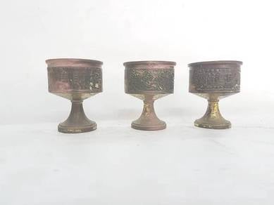 Bundle of 3 brass chinese wine cup