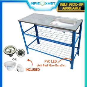 PVC LEG Kitchen S/Steel Sink w Stand Set Rak Sink