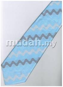 ELB3 Sky Blue White Silver Striped Formal Neck Tie