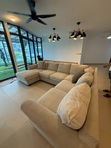 Large U-Shaped Fabric Sectional Sofa — Seats 6–7
