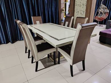 Marble Dining Table with Six Seaters 