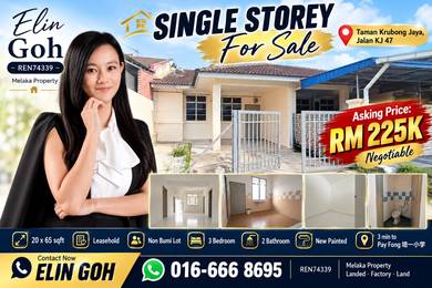 1-storey Terraced House For Sale in Krubong,MLK