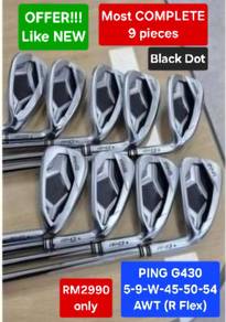 RARE - 9 pcs PING G430 (5-W-45-50-54) R Flex