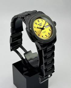 Custom Seiko Mod 40mm Gold Arabic Day-Date Black N