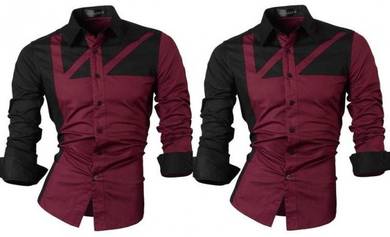 A0589 READY STOCK RED FORMAL MAN LONG SLEEVE SHiRT