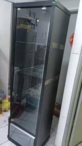 4 Tier glass with 1 drawer cabinet & mirror inside