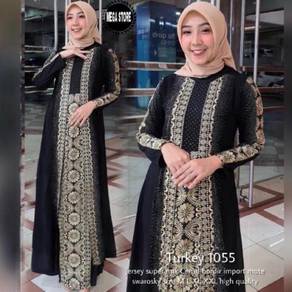 Turkey 1055 Jubah Abaya Saudi Dubai black gold