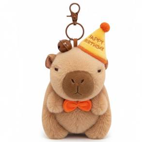 Kawaii Birthday Capybara Plush Keychain