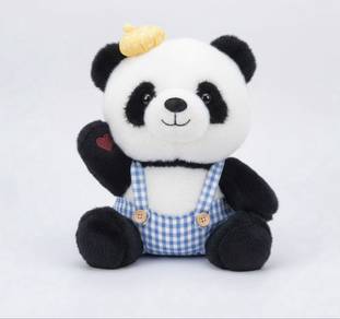 23cm Kawaii Blue-and-White Checkered Gingham Panda