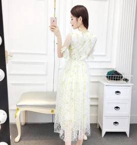 Pink yellow blue long sleeve dress RBP0650