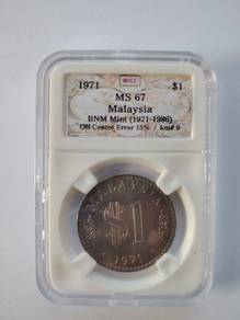 1971 Malaysia $1 Off Centre Error 15% MS67 Rare