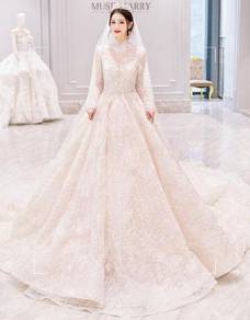 White long sleeve wedding bridal dress gown RB1835