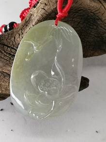 Liontin Giok Jadeite Jed Ais Teratai Burma Gred A