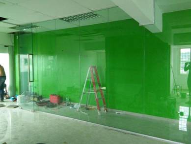 INSTALL GLASS WALL l dinding kaca tahan pecah
