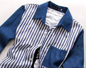 B0524 BLUE VERTICAL STRIPED LONG SLEEVE SHiRT 🔥