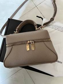 Sometime Grey Leather Top Handle Bag with dust bag