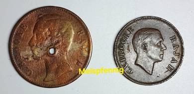 [2pcs=RM25] 1870,1930 Sarawak Charles Brooke Coins